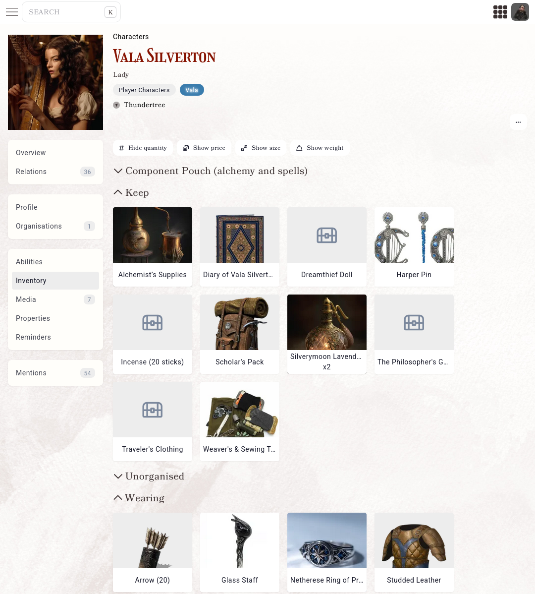 Full a character's inventory to the brim